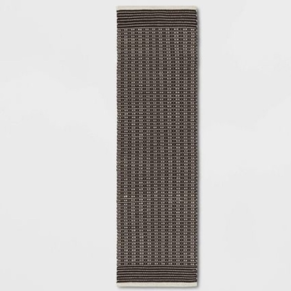 THRESHOLD NEW hand woven cotton/wool runner rug -black -2x7 - Picture 1 of 7